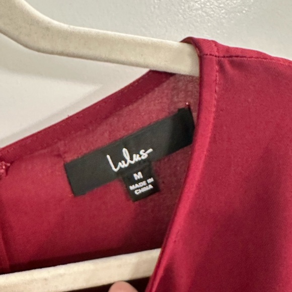 Lulu’s wine red skater dress with front tie wrap and long sleeves mid thigh - Picture 9 of 14